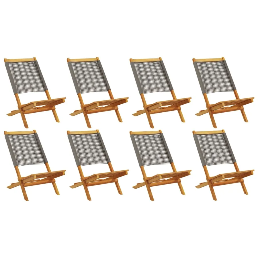 Chaises de jardin pliables lot de 8 gris bois d'acacia massif - 2