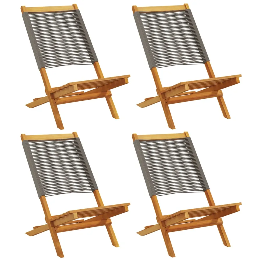 Chaises pliables de jardin 4 pcs gris bois d'acacia massif - 2