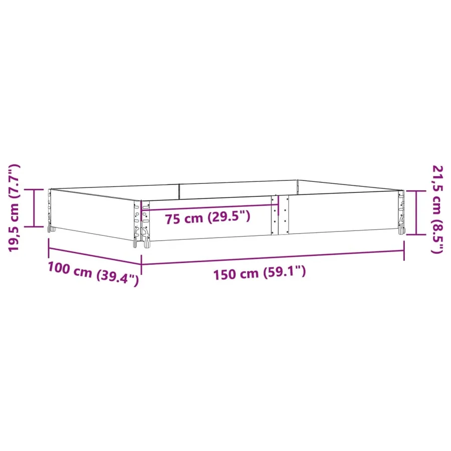 Jardinière gris 150x100 cm bois de pin massif - 7