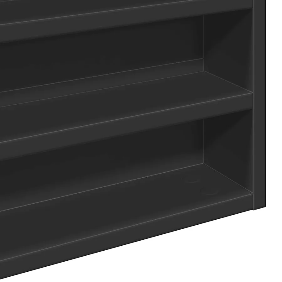 Armoire à vitrine noir 100x8,5x50 cm bois d'ingénierie - 7