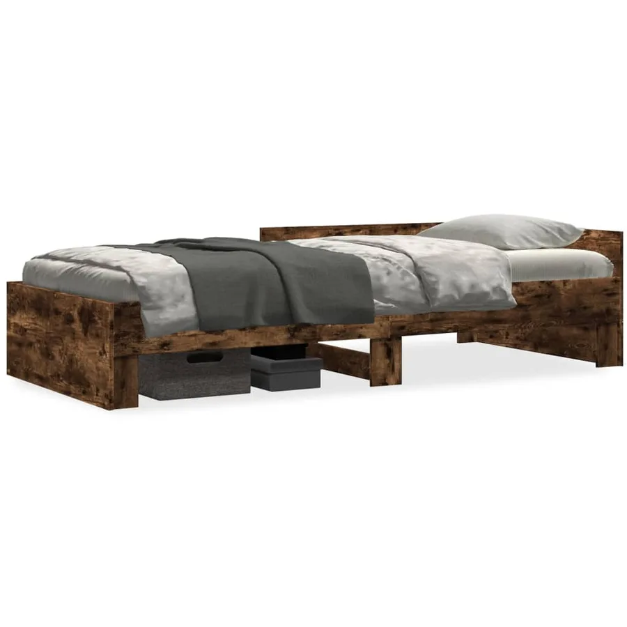Cadre de lit sans matelas chêne fumé 90x190cm bois d'ingénierie - 2