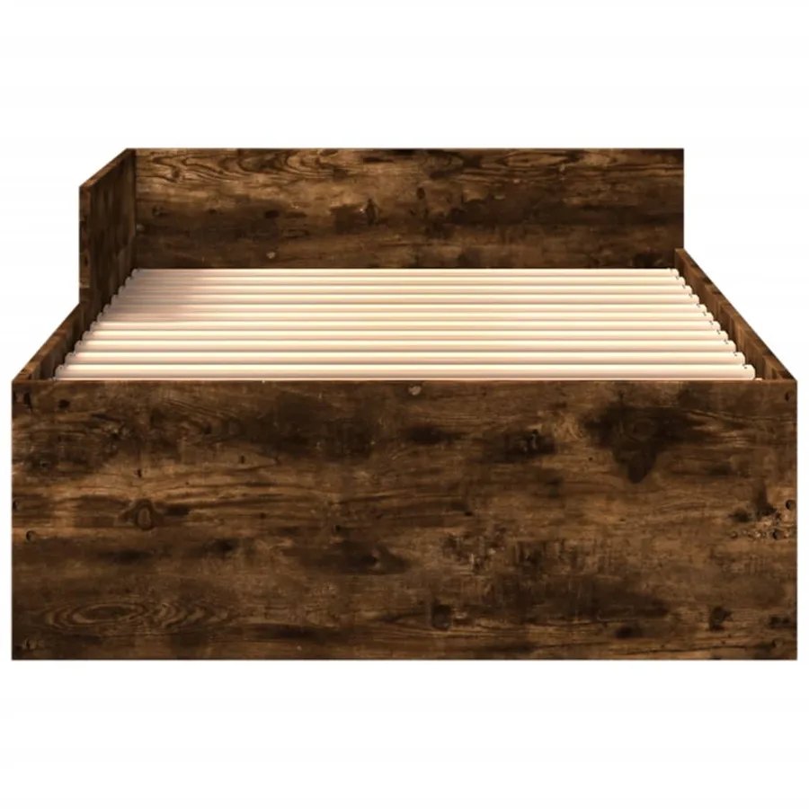 Cadre de lit sans matelas chêne fumé 90x190cm bois d'ingénierie - 5