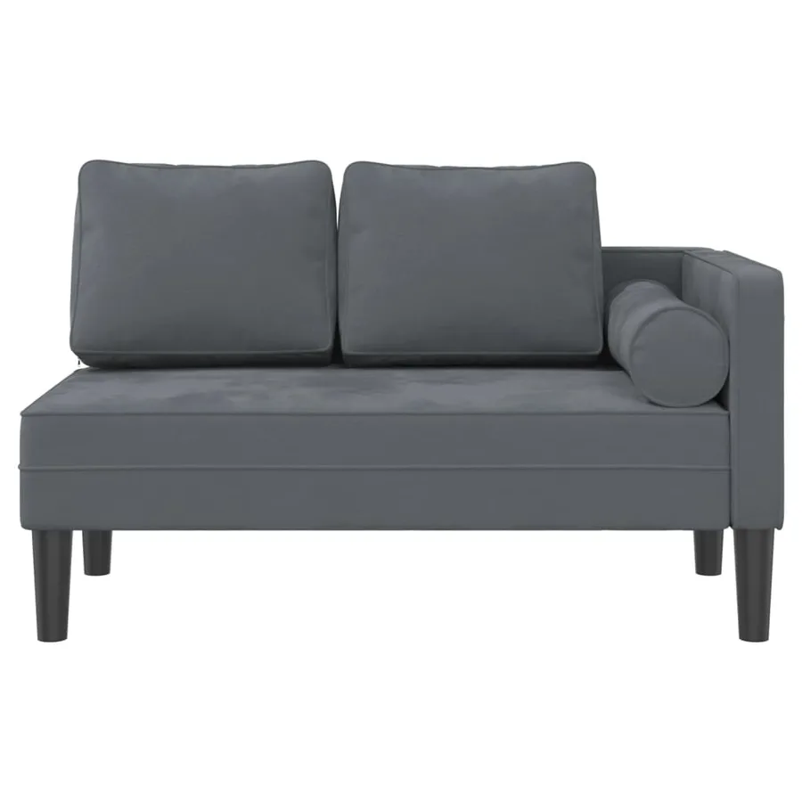 Chaise longue avec coussins gris foncé velours - 3