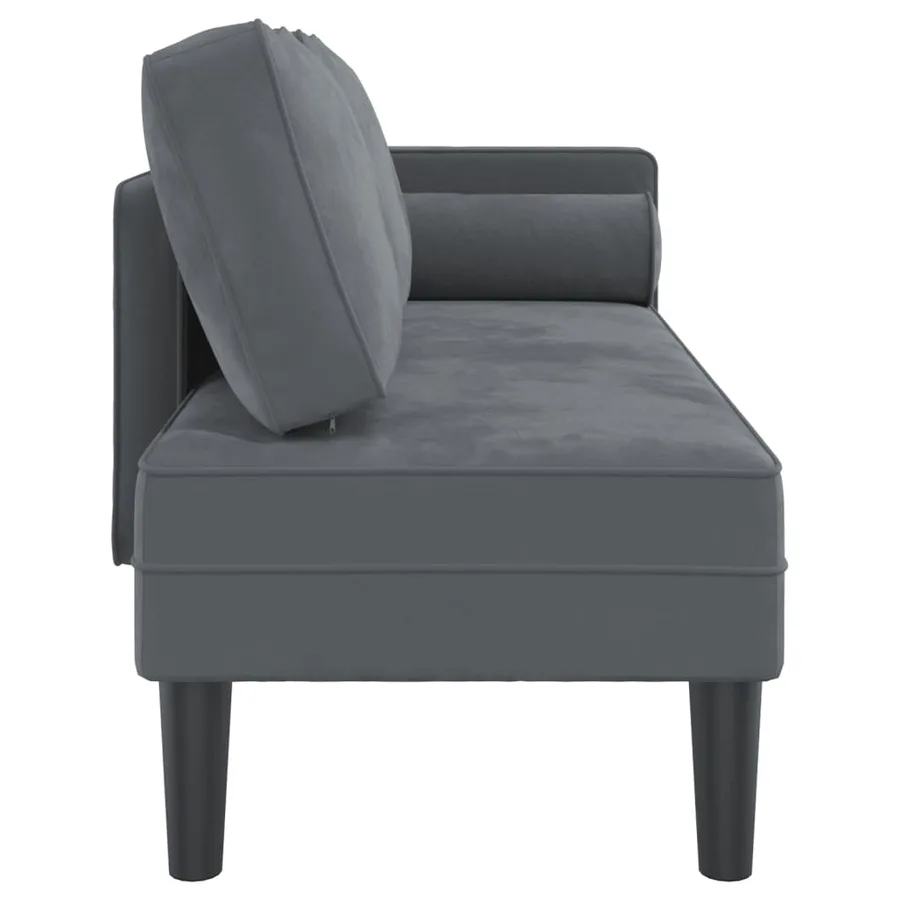 Chaise longue avec coussins gris foncé velours - 4