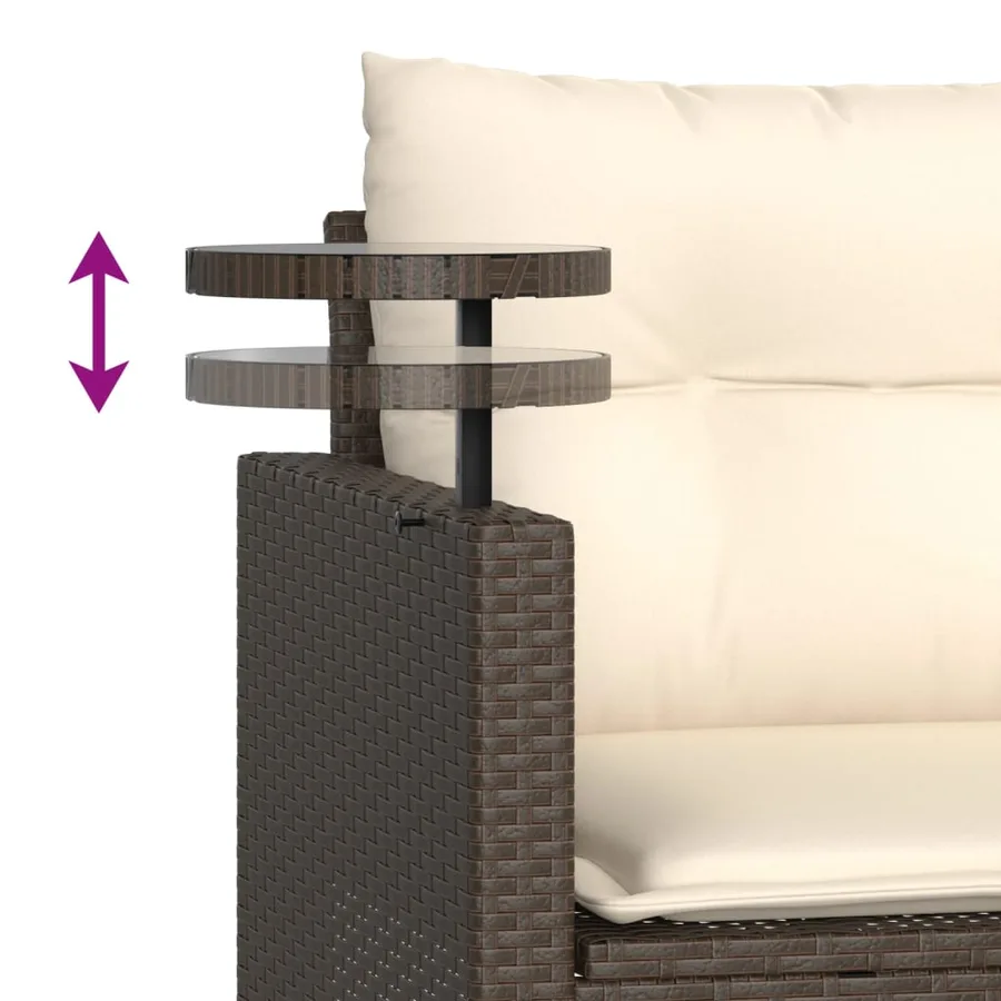 Salon de jardin avec coussins 3 pcs marron résine tressée - 8