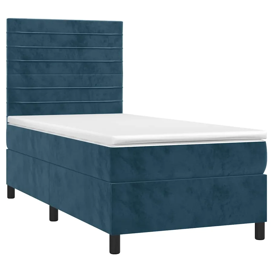 Sommier à lattes de lit matelas LED Bleu foncé 80x200cm Velours - 3