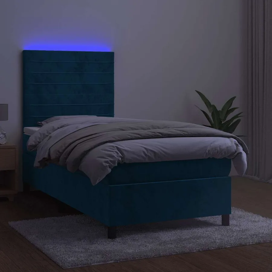 Sommier à lattes de lit matelas LED Bleu foncé 80x200cm Velours - 4