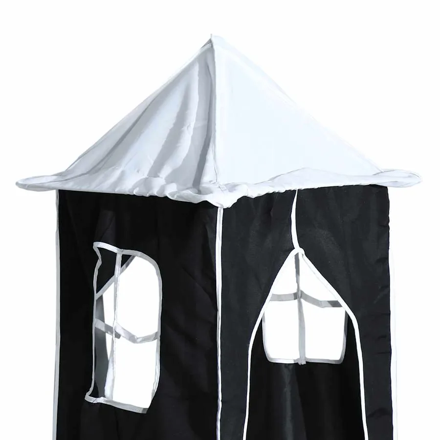Lit superposé sans matelas avec toboggan blanc noir 80x200 cm - 13