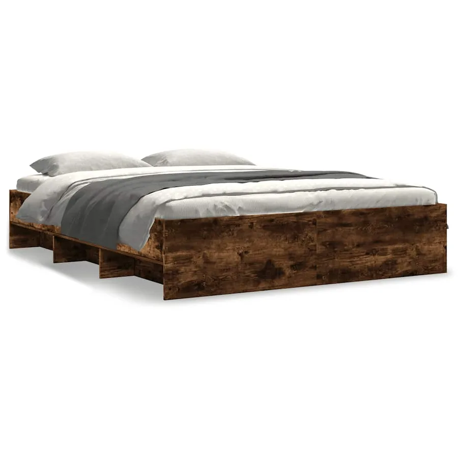 Cadre de lit sans matelas chêne fumé 150x200 cm bois ingénierie - 2