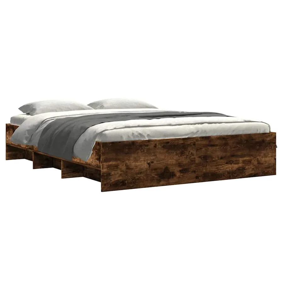 Cadre de lit sans matelas chêne fumé 150x200 cm bois ingénierie - 3