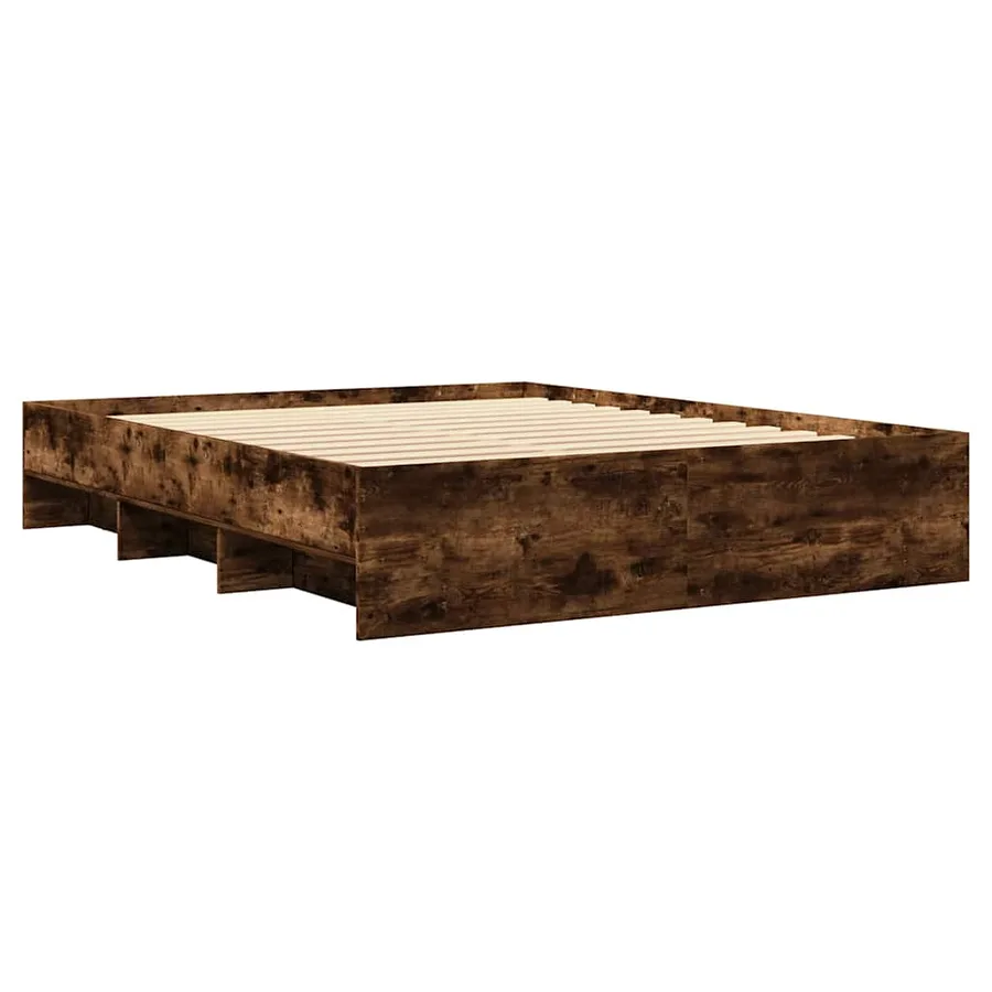 Cadre de lit sans matelas chêne fumé 150x200 cm bois ingénierie - 4
