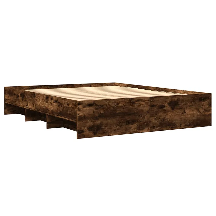 Cadre de lit sans matelas chêne fumé 150x200 cm bois ingénierie - 7