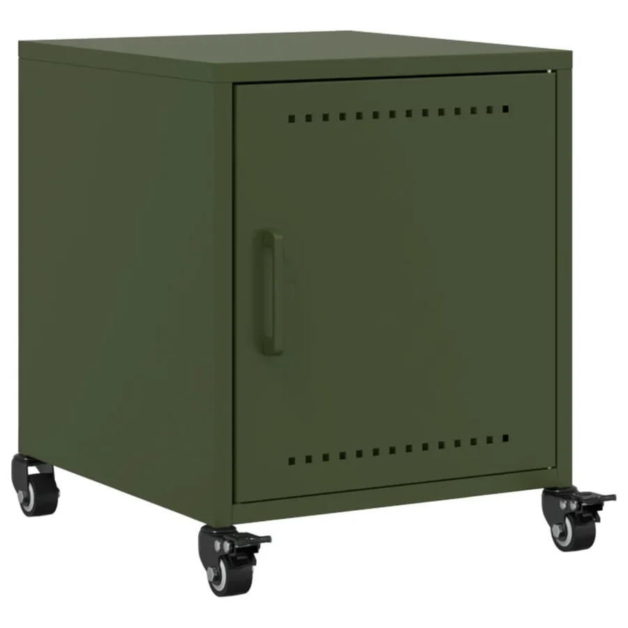 Table de chevet vert olive 36x39x43,5 cm acier - 2