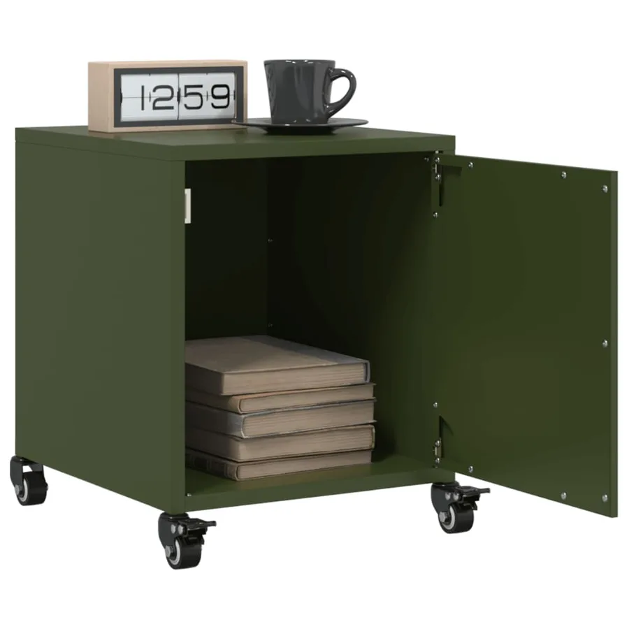 Table de chevet vert olive 36x39x43,5 cm acier - 5