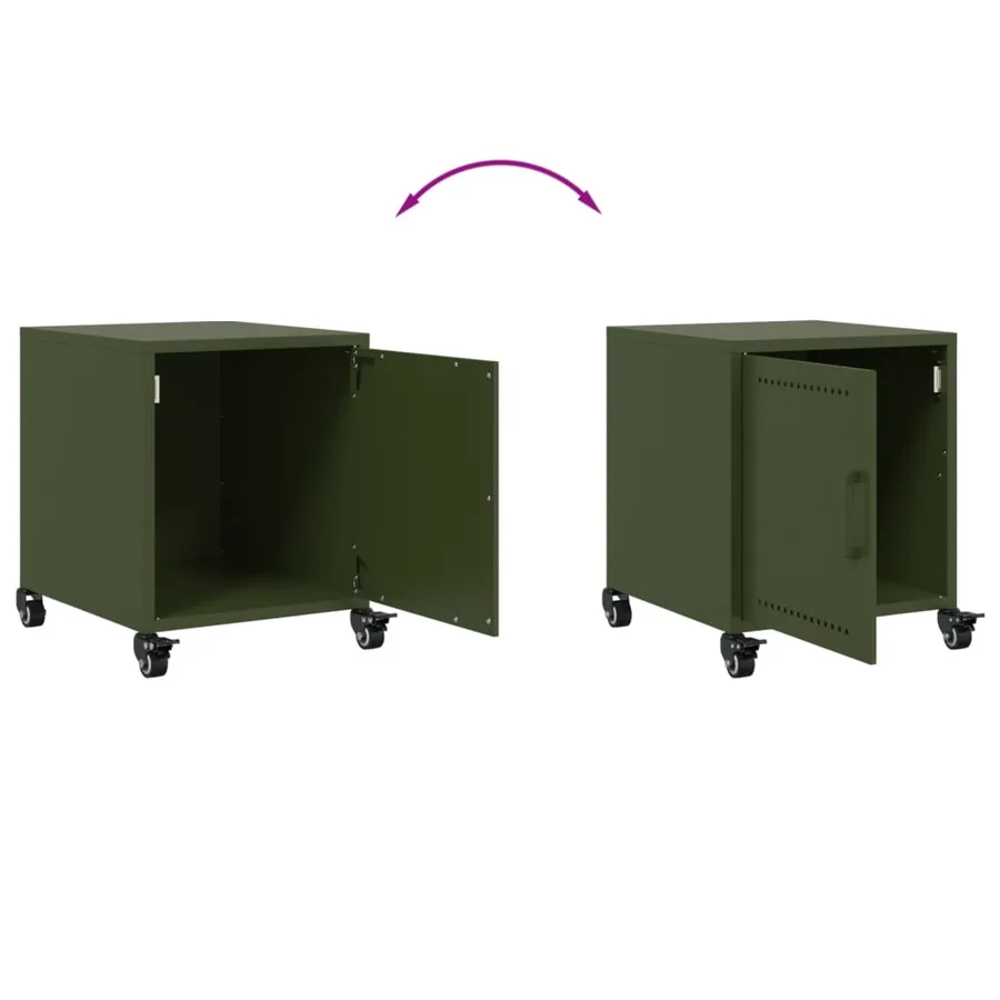 Table de chevet vert olive 36x39x43,5 cm acier - 9