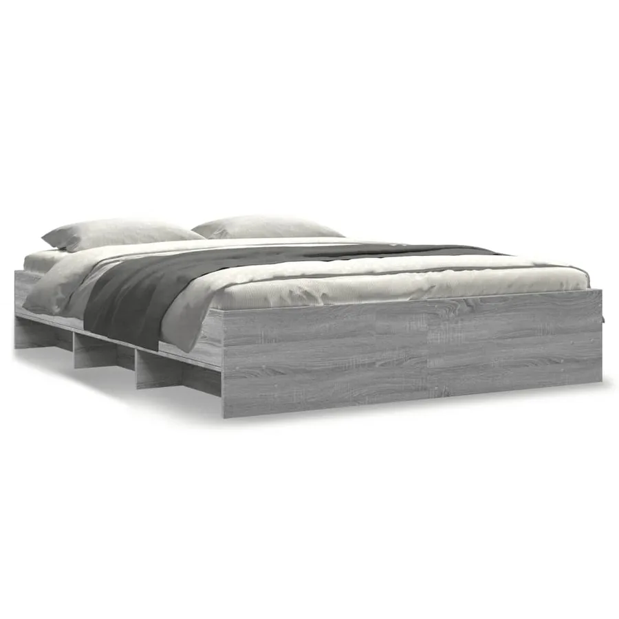 Cadre de lit sans matelas sonoma gris 160x200cm bois ingénierie - 2