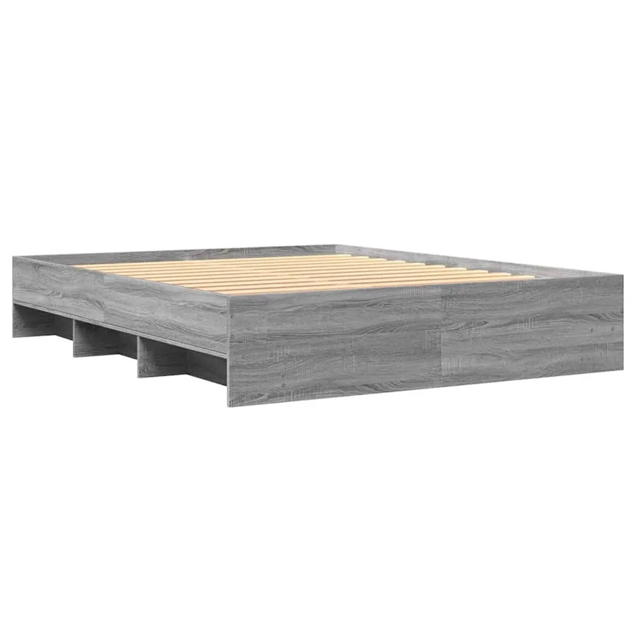 Cadre de lit sans matelas sonoma gris 160x200cm bois ingénierie - 7