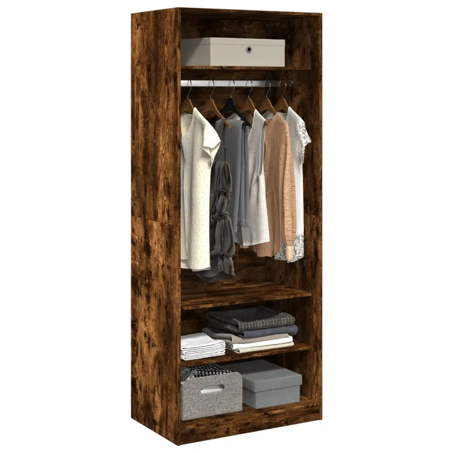 Garde-robe chêne fumé 80x50x200 cm bois d'ingénierie - 3