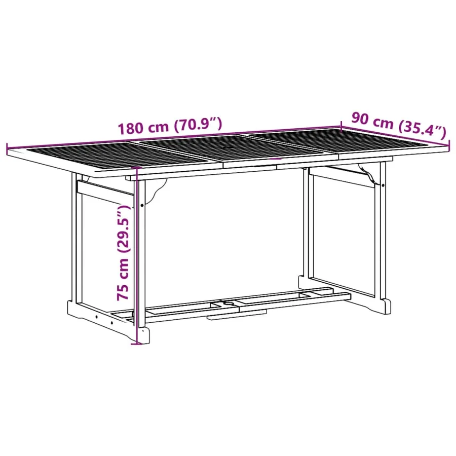 Ensemble à manger de jardin 7 pcs bois massif d'acacia - 10