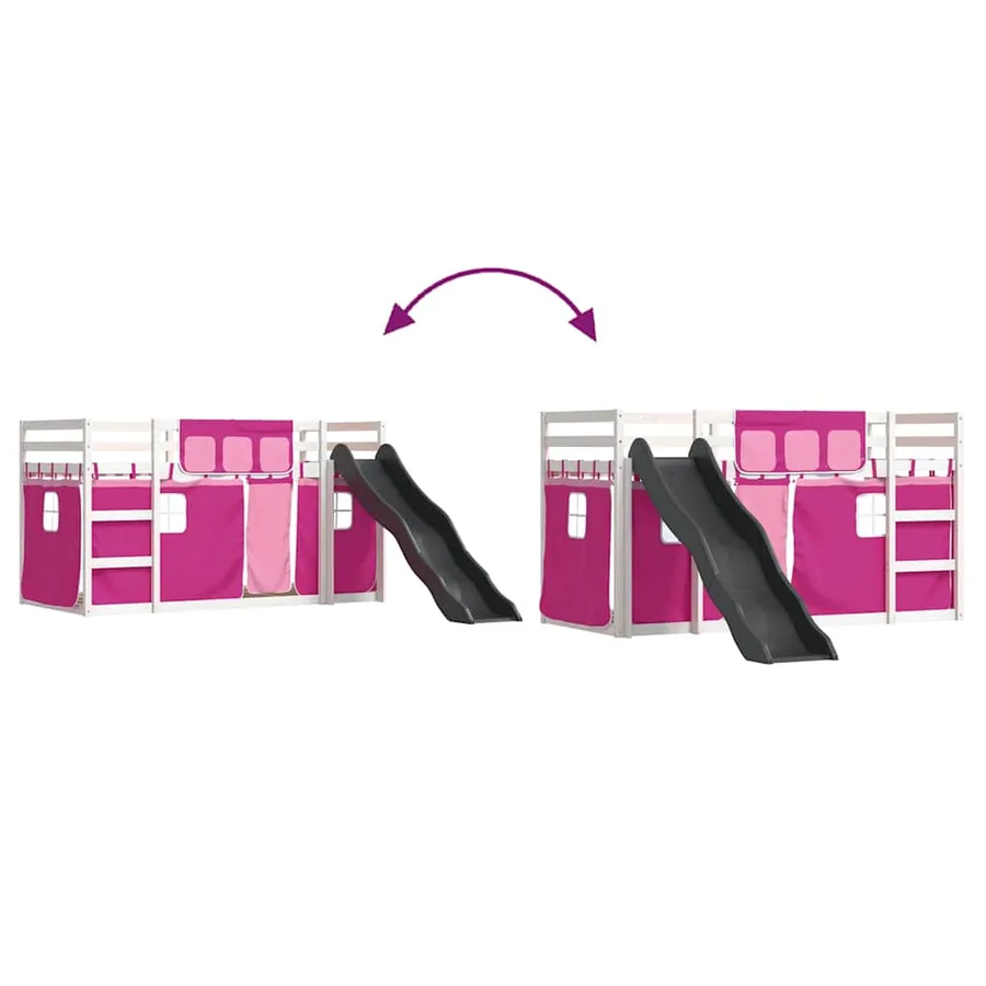 Lit superposé sans matelas avec toboggan et rideaux 90x200 cm - 10