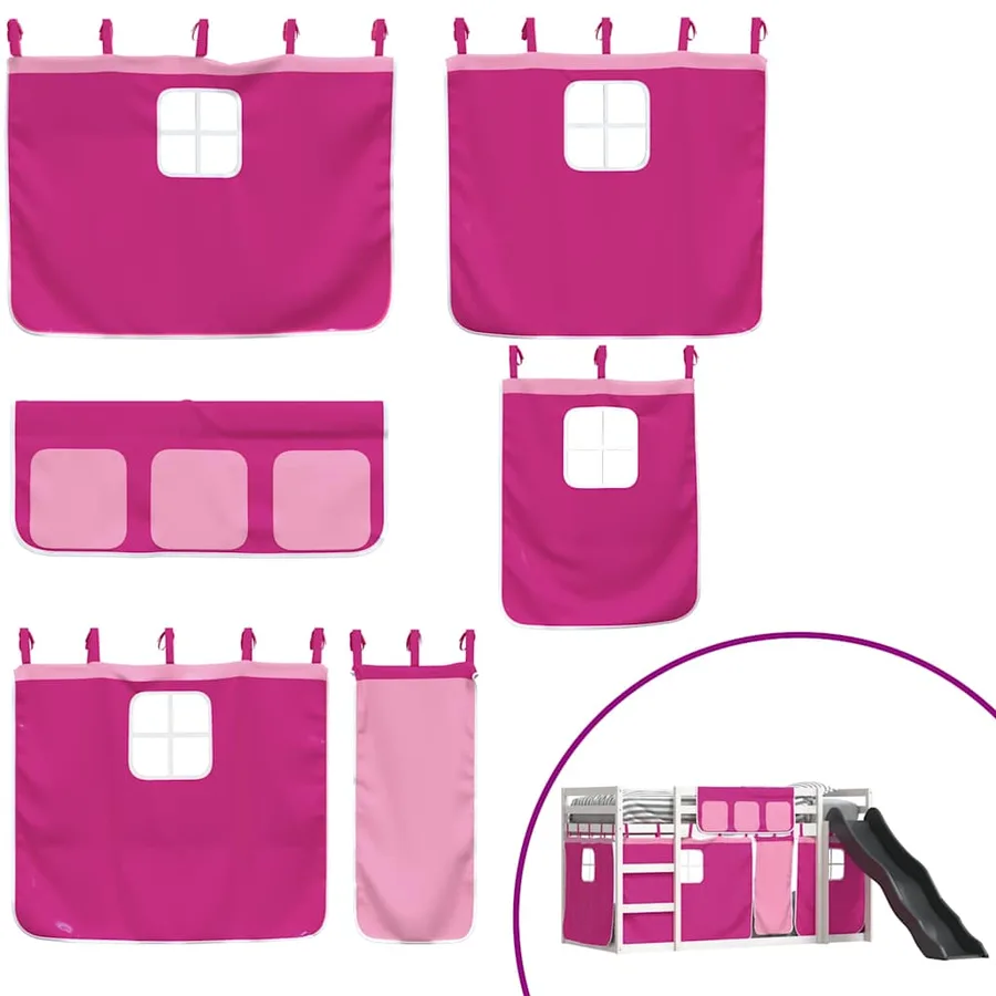 Lit superposé sans matelas avec toboggan et rideaux 90x200 cm - 4