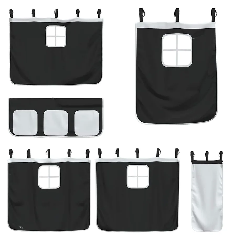 Lit superposé sans matelas avec toboggan blanc noir 90x190 cm - 6