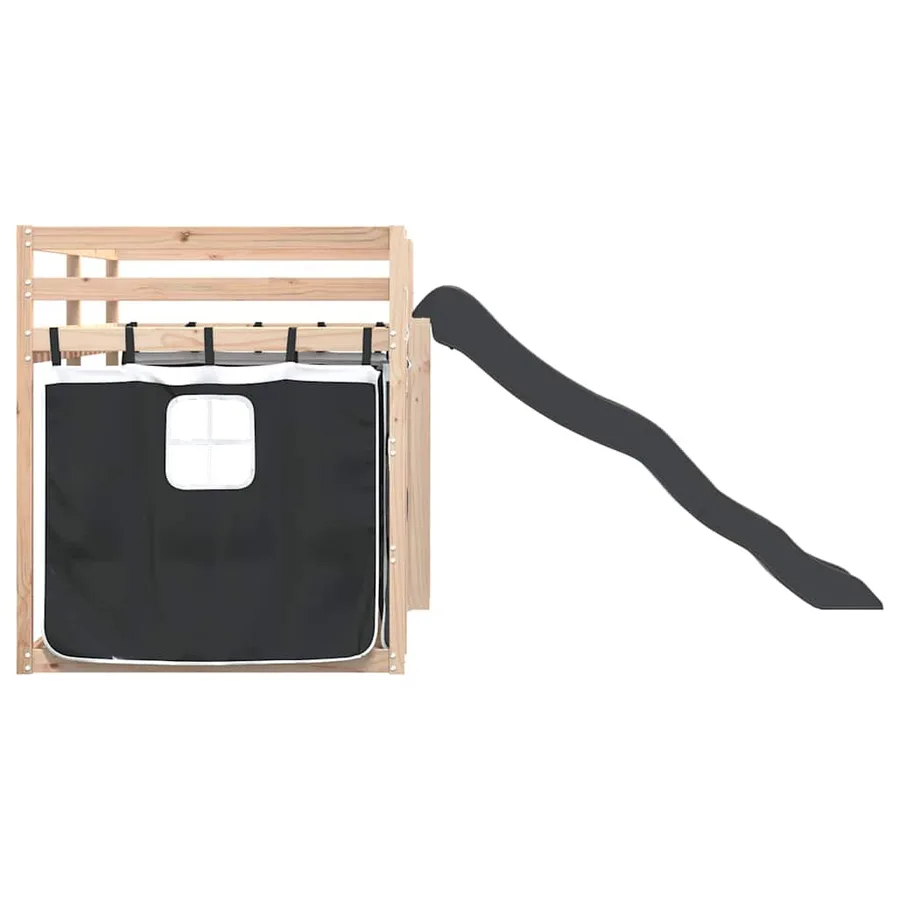 Lit superposé sans matelas avec toboggan blanc noir 90x190 cm - 9