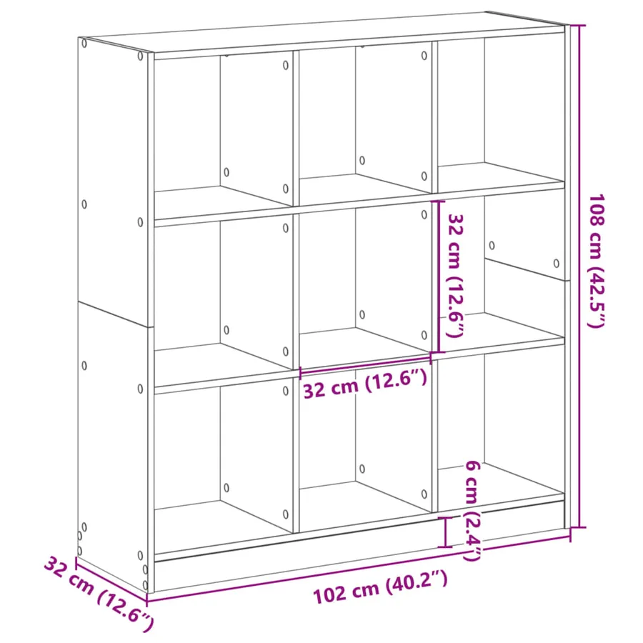Bibliothèque blanc 102x32x108 cm bois d'ingénierie - 9