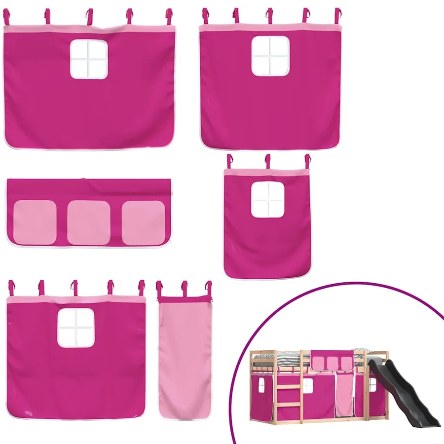 Lit superposé sans matelas avec toboggan et rideaux 90x190 cm - 5