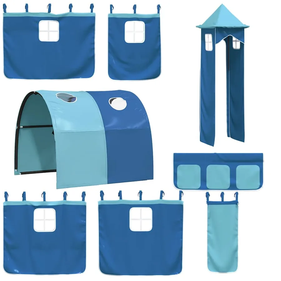 Lit superposé sans matelas avec toboggan et rideaux 90x200 cm - 6