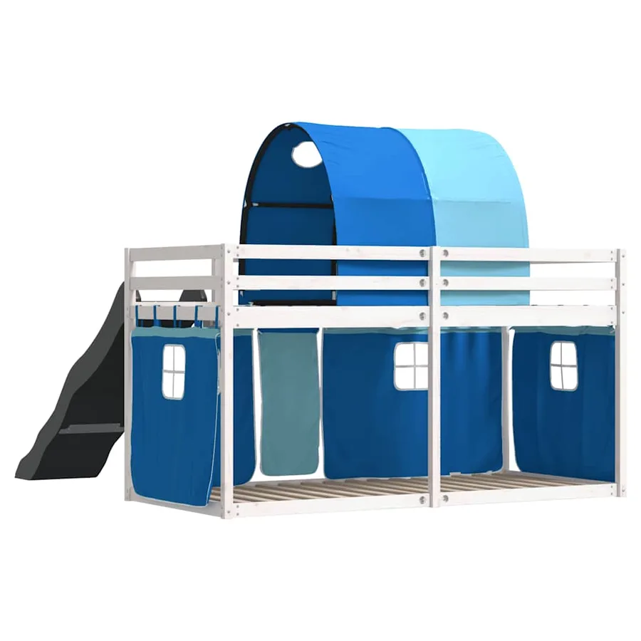 Lit superposé sans matelas avec toboggan et rideaux 90x200 cm - 10