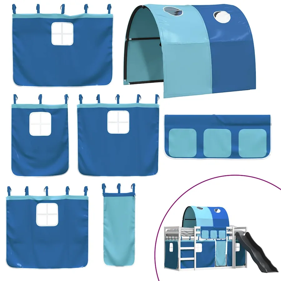 Lit superposé sans matelas avec toboggan et rideaux 90x200 cm - 5