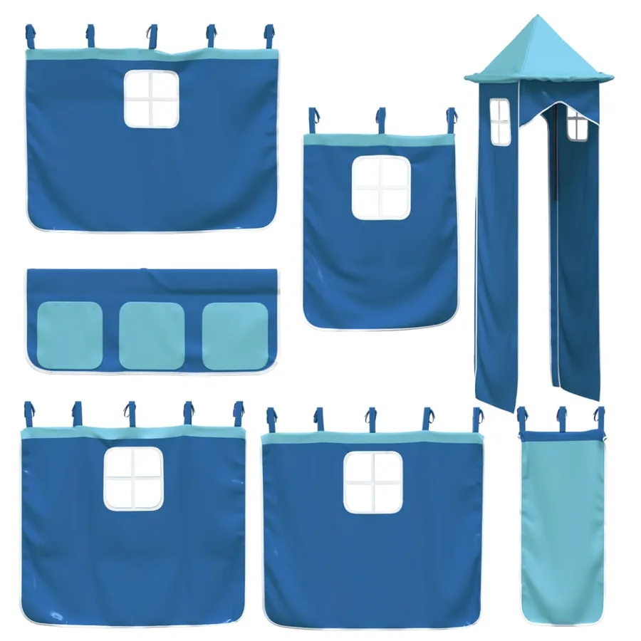 Lit superposé sans matelas avec toboggan et rideaux 90x200 cm - 6
