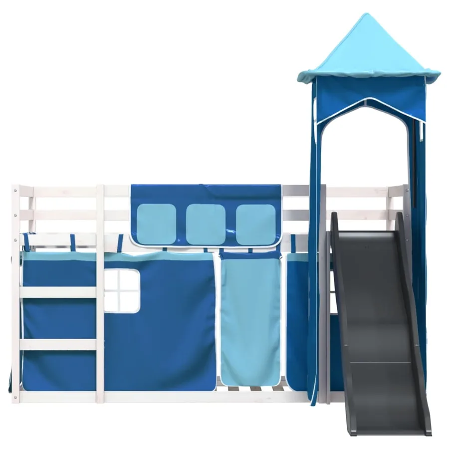 Lit superposé sans matelas avec toboggan et rideaux 90x200 cm - 7