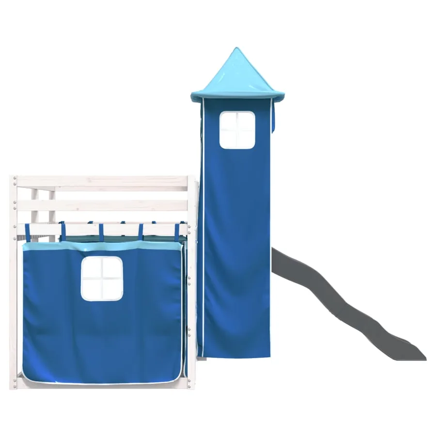 Lit superposé sans matelas avec toboggan et rideaux 90x200 cm - 9