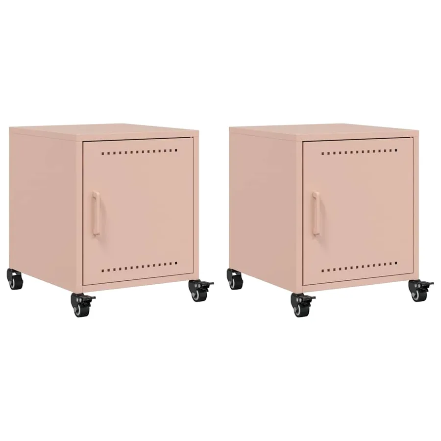 Tables de chevet 2 pcs rose 36x39x43,5 cm acier - 2