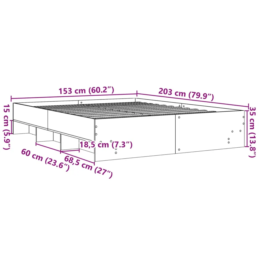 Cadre de lit sans matelas chêne marron 150x200 cm - 10