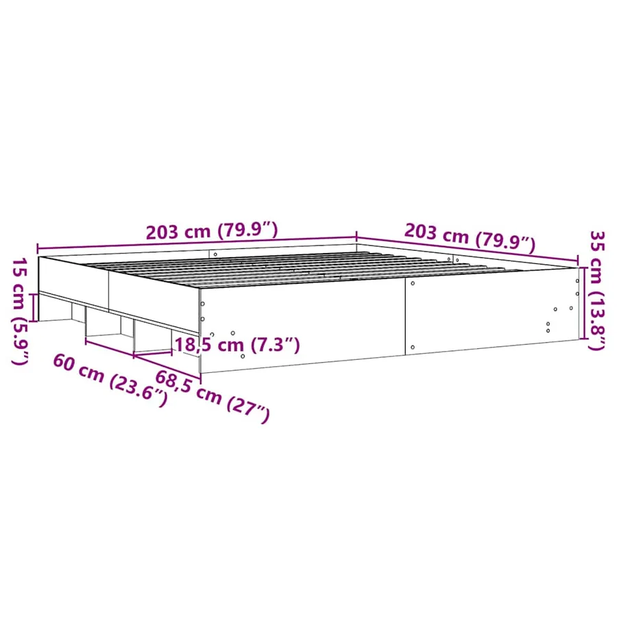 Cadre de lit sans matelas chêne marron 200x200 cm - 10
