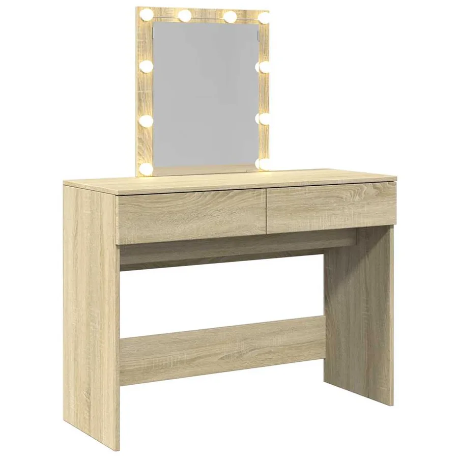 Coiffeuse avec LED chêne sonoma 100x40x130 cm - 8