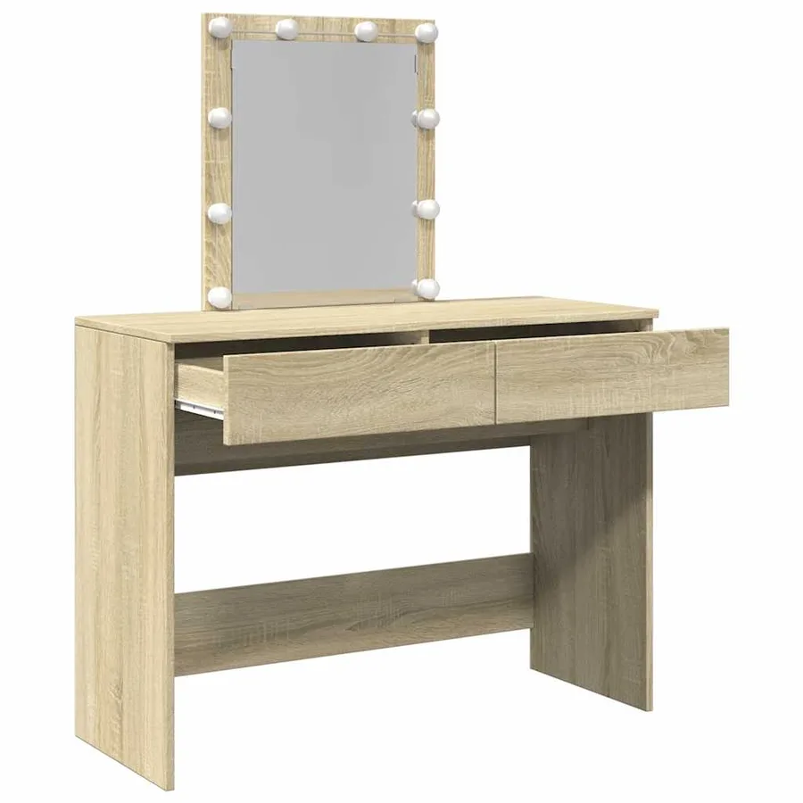 Coiffeuse avec LED chêne sonoma 100x40x130 cm - 9