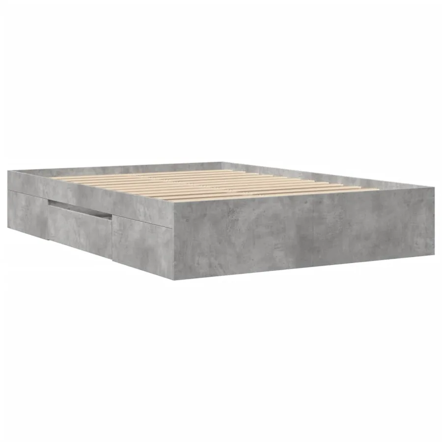 Cadre de lit sans matelas gris béton 120x190 cm bois ingénierie - 7