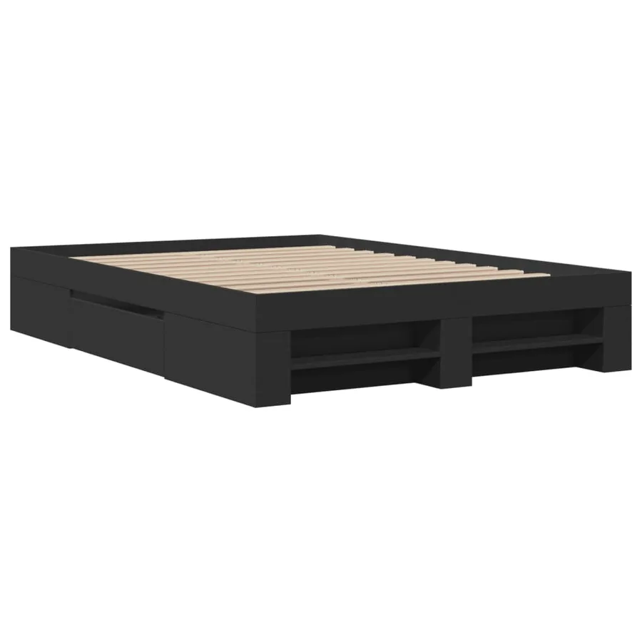 Cadre de lit sans matelas noir 120x190 cm bois d'ingénierie - 3