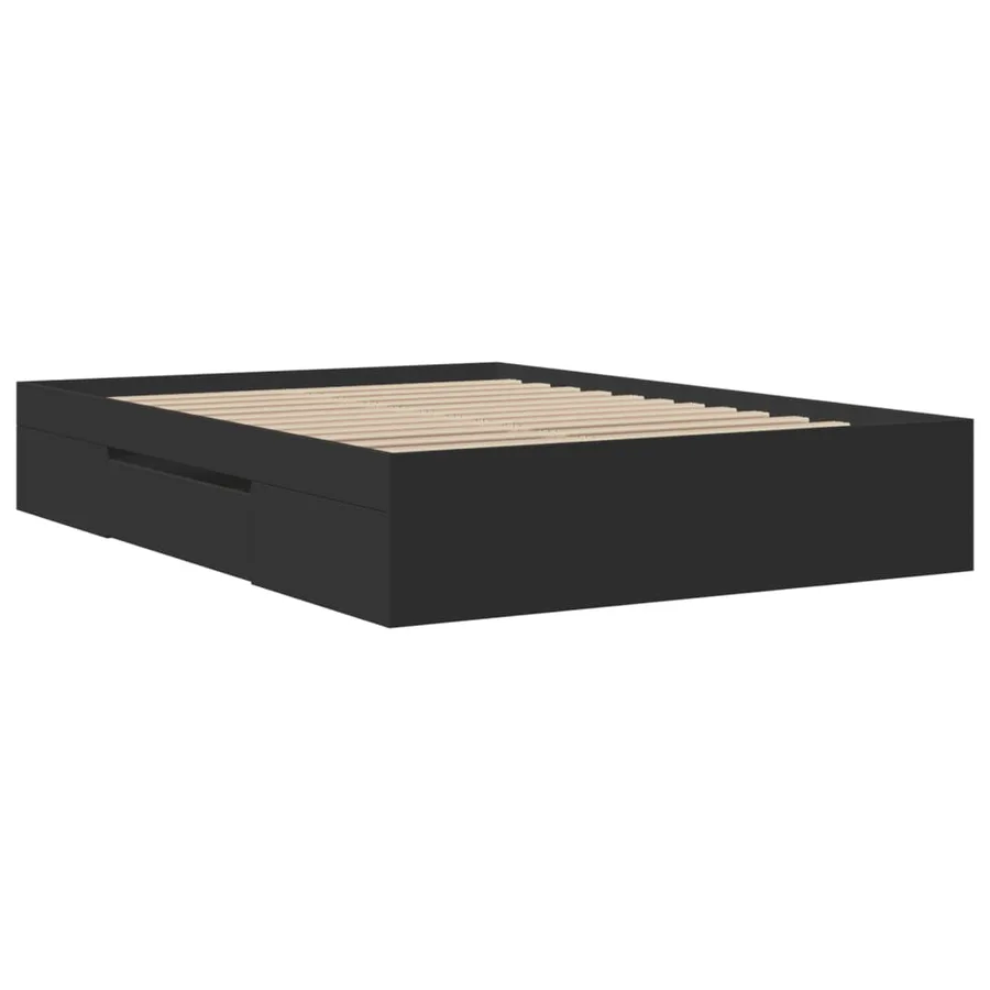Cadre de lit sans matelas noir 120x190 cm bois d'ingénierie - 7
