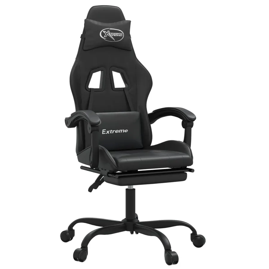 Chaise de jeu avec repose-pied Noir Similicuir - 2
