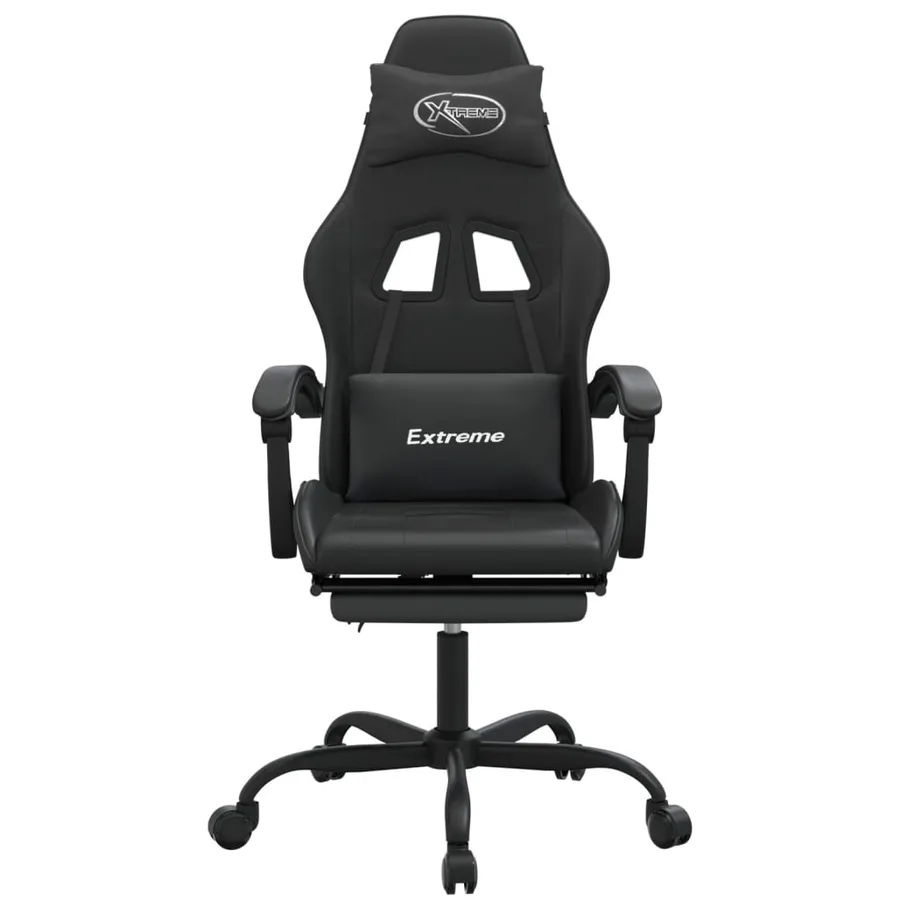 Chaise de jeu avec repose-pied Noir Similicuir - 3
