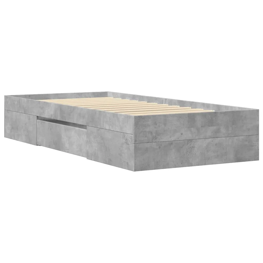 Cadre de lit sans matelas gris béton 90x190cm bois d'ingénierie - 7