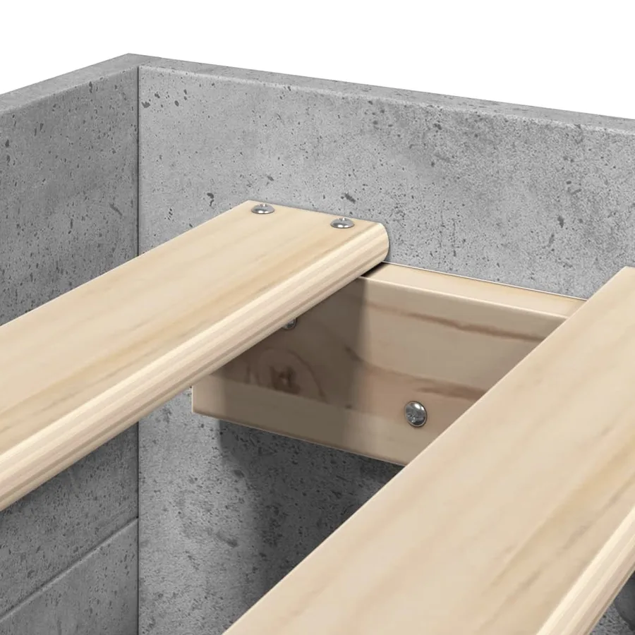 Cadre de lit sans matelas gris béton 90x190cm bois d'ingénierie - 9