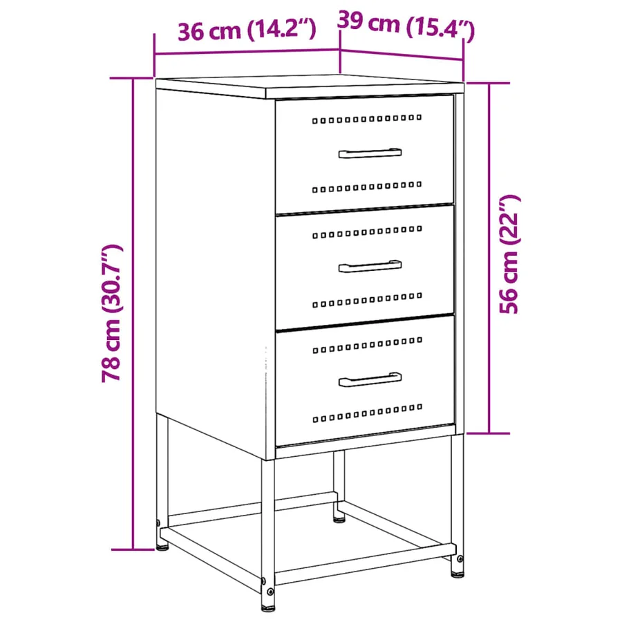 Tables de chevet 2 pcs noir 36x39x78 cm acier - 12