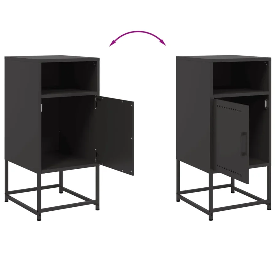 Table de chevet noir 36x39x78 cm acier - 10