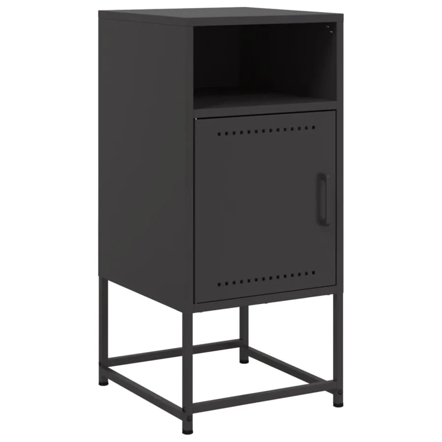 Table de chevet noir 36x39x78 cm acier - 2